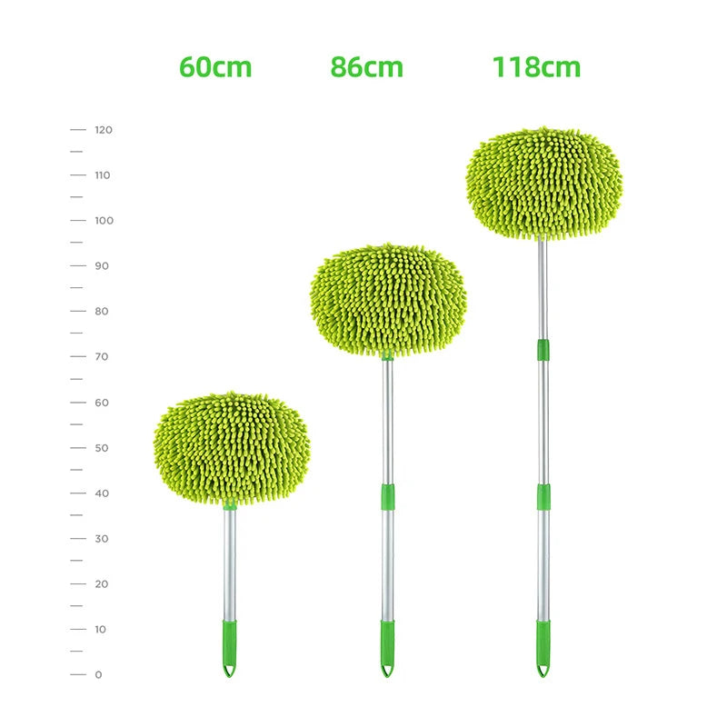 Chenille Car Washing Mop With Long Telescopic Handle & Removable Heads