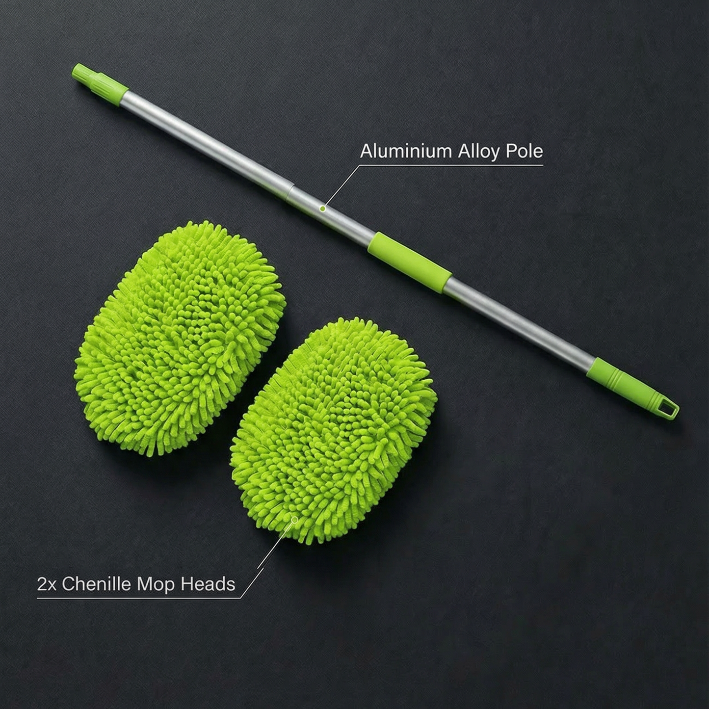 Chenille Car Washing Mop With Long Telescopic Handle & Removable Heads