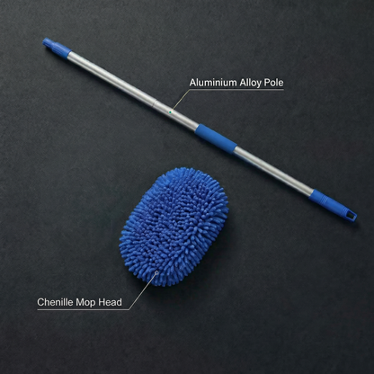 Chenille Car Washing Mop With Long Telescopic Handle & Removable Heads