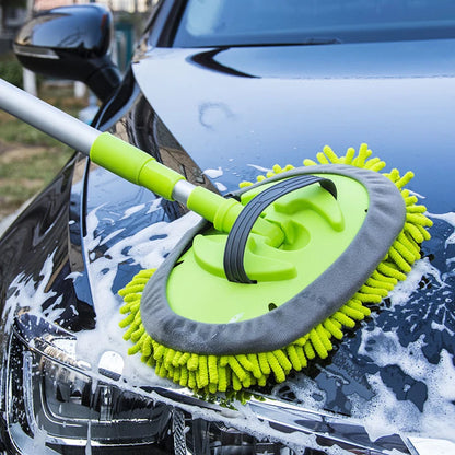 Chenille Car Washing Mop With Long Telescopic Handle & Removable Heads